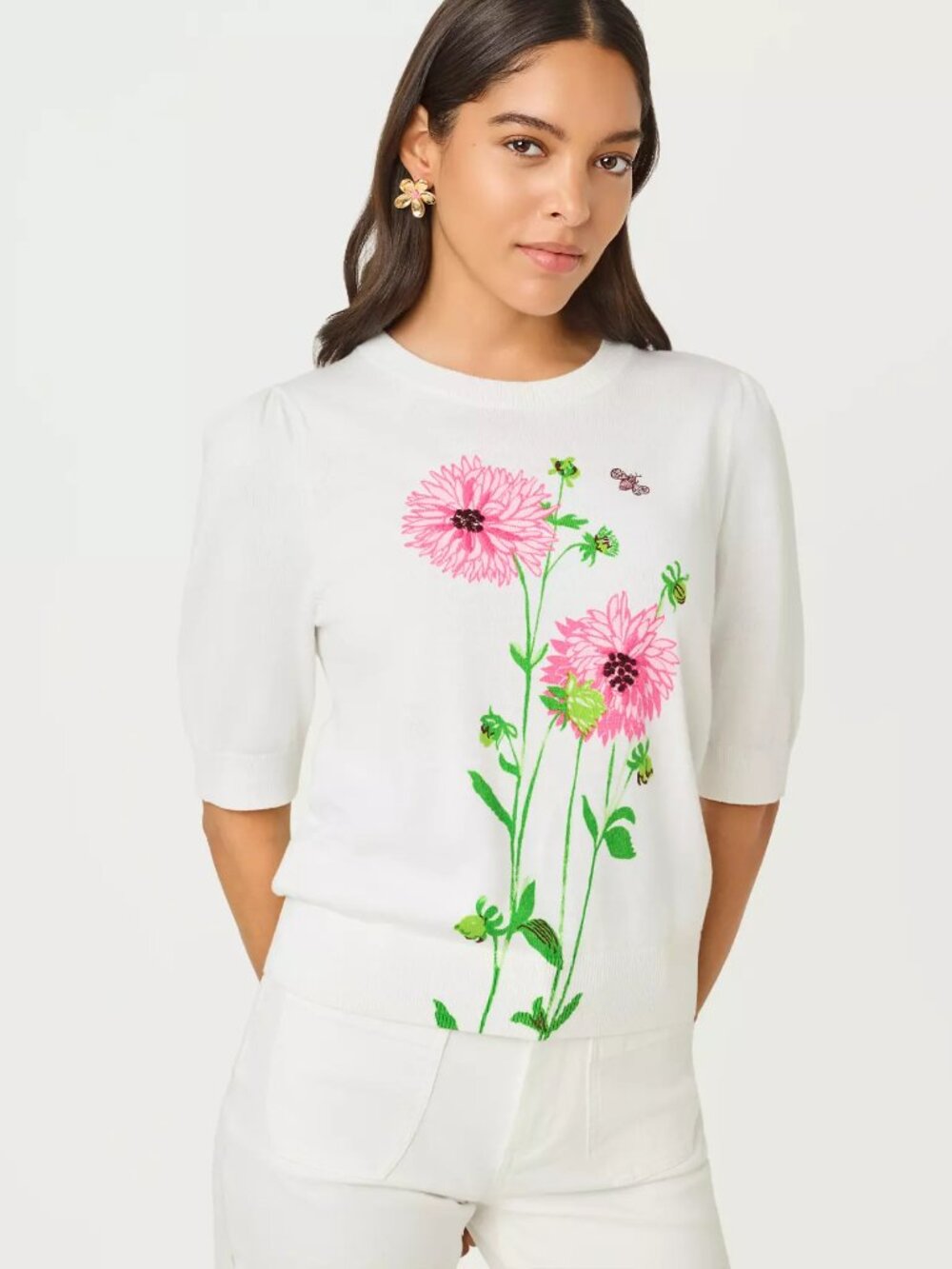 NWT Lilly Pulitzer Orton Sweater, Resort White Maryan Engineered, Size XS
